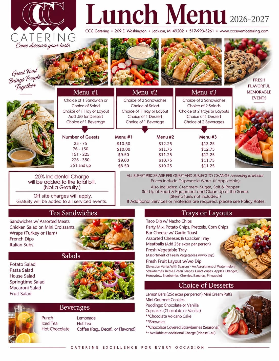 Lunch Menu 2026-2027, page 1 of 2